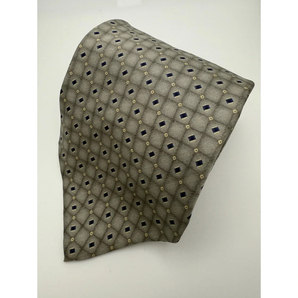 Neo Bill Blass Tie Mens Silk Diamond Geometric Pattern‎ Classic Dress Business